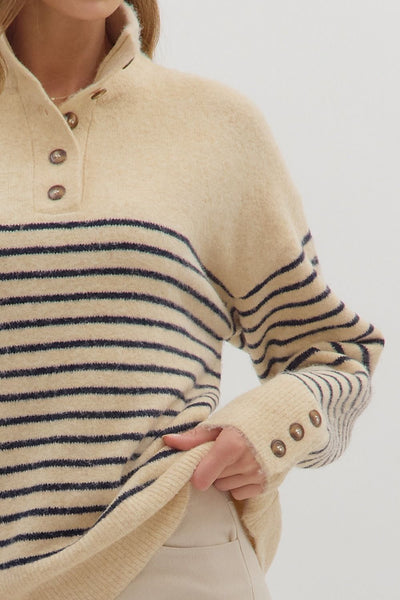 the Piper Stripe - Ecru