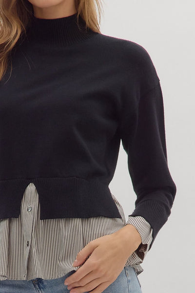 The Jeanne - Black Layered Sweater