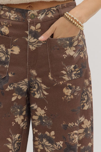 the Everly - Brown Floral Pants