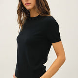 The Ella Short Sleeve Sweater - Black
