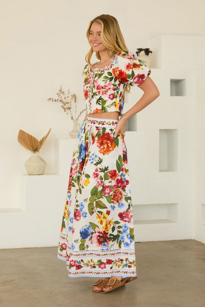 The Audra Skirt Floral Border Print