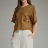 The Colby Horse Bit Faux Suede Top