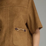 The Colby Horse Bit Faux Suede Top