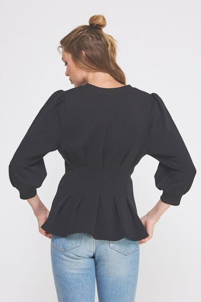 the Allison Black Peplum Top