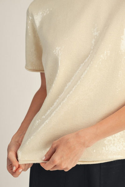 the Madeline Cream Sequin Top