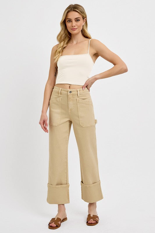 Latte High Rise-Wide Straight denim - Risen Jeans   D4