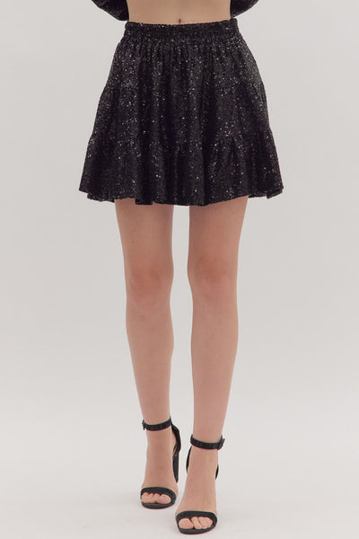 the Lexi Black Sequin Skirt