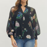 The Maggie - Black Floral Blouse