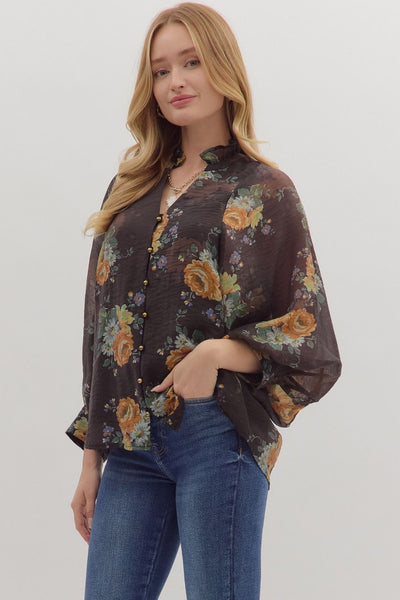The Willow - Brown Floral Top
