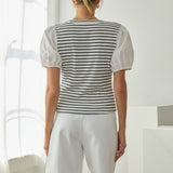 The Chrissy Stripe Puff Sleeve Top