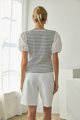 The Chrissy Stripe Puff Sleeve Top