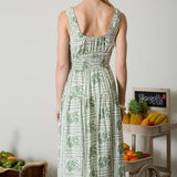 The Fable Green Tile Midi Dress