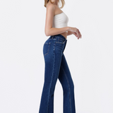 High Rise Trouser Cuff Creased Bootcut Denim - Flying Monkey Jeans - D4