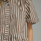 The Marcy Brown Stripe Bubble Hem Top