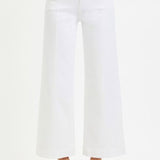 Tummy Control White High Rise Wide Leg Denim - Risen Jeans - B7