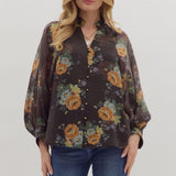 The Willow - Brown Floral Top