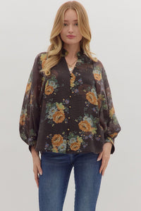 The Willow - Brown Floral Top