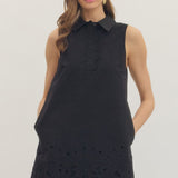 The Bronte Sleeveless Eyelet Hem Dress