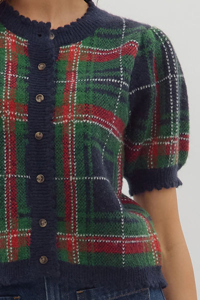 the Graycen Navy Plaid Cardigan
