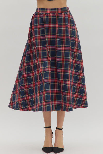 the Greta - Navy Plaid Skirt