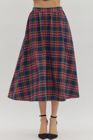 the Greta - Navy Plaid Skirt