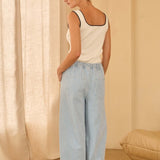 The Beth Stripe Barrel Washed Denim