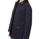 Navy Barn Jacket With Faux Leather Collar