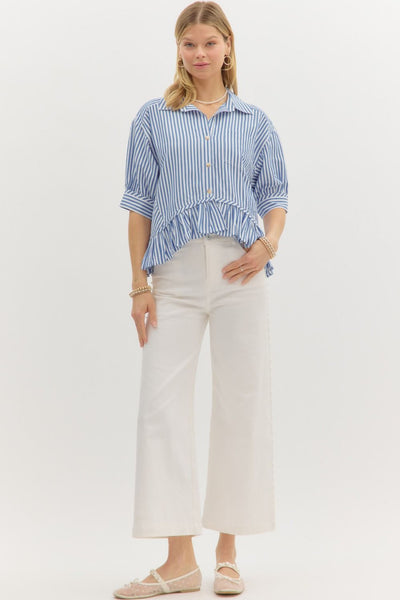 the Quinn Blue Stripe top
