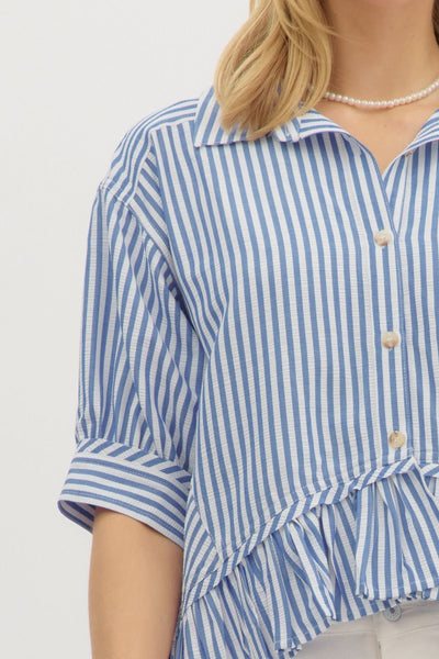 the Quinn Blue Stripe top