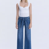 High Rise Wide Leg Jeans With Tie - Flying Monkey Denim - A6