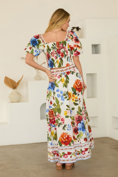 The Audra Skirt Floral Border Print