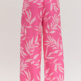 The Naomi Pants Pink Leaf Print