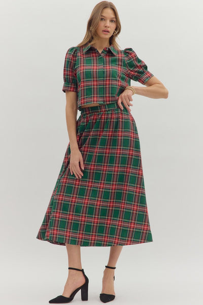 the Greta - Green Plaid Skirt