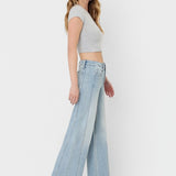High Rise Side Panel Wide Leg Jeans - Vervet Denim - A9