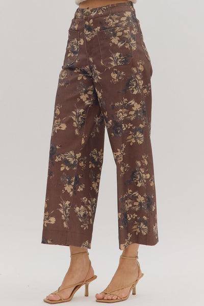 the Everly - Brown Floral Pants