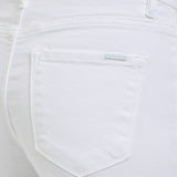 Tummy Control White Mid Rise Ankle Straight Raw Hem - Risen Jeans