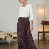 The Leigh Brown Polka Dot Pleated Skirt