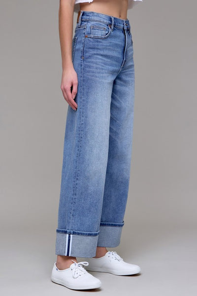High Rise Relaxed Fit Cuff Jeans - Hidden Denim   G7