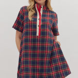 the Joss - Navy Plaid Dress