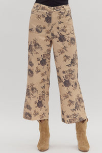 the Everly - Taupe Floral Pants