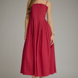 The Elliot Pleated Solid Midi Dress