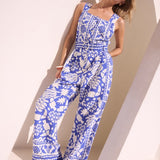 The Isla Blue Print Jumpsuit