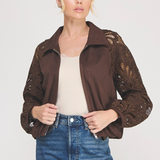 The Maggie Lace Sleeve Faux Leather Jacket