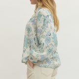 The Abbey Blue Floral Blouse