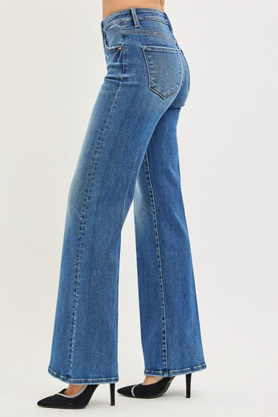 Risen Denim - Tummy Control High Rise Wide Flare Jeans - A7