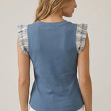 The Oliver Plaid Ruffle Sleeve Top