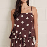 The Amelia Top Brown Polka Dots