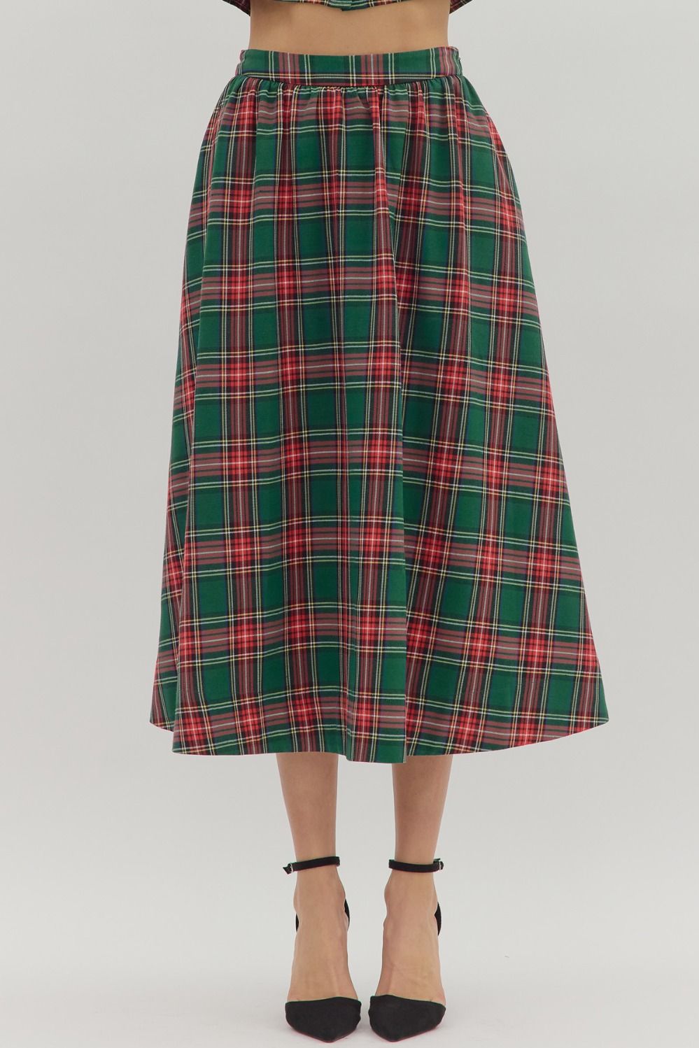 the Greta - Green Plaid Skirt