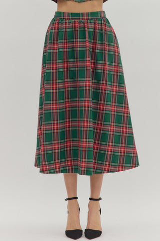 the Greta - Green Plaid Skirt