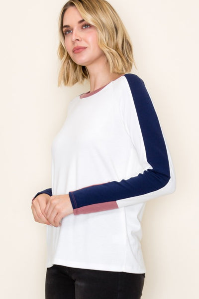 the Ruthy White Color Block Top